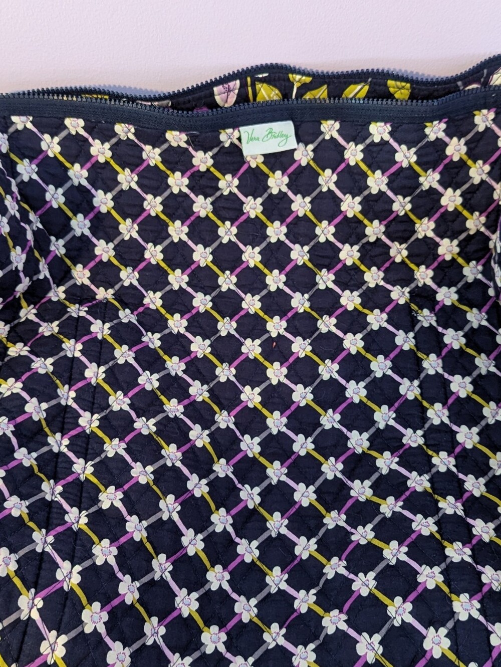 Vera Bradley Large Duffel Tote Floral Nightingale Purple Quilted Bag - Picture 8 of 10